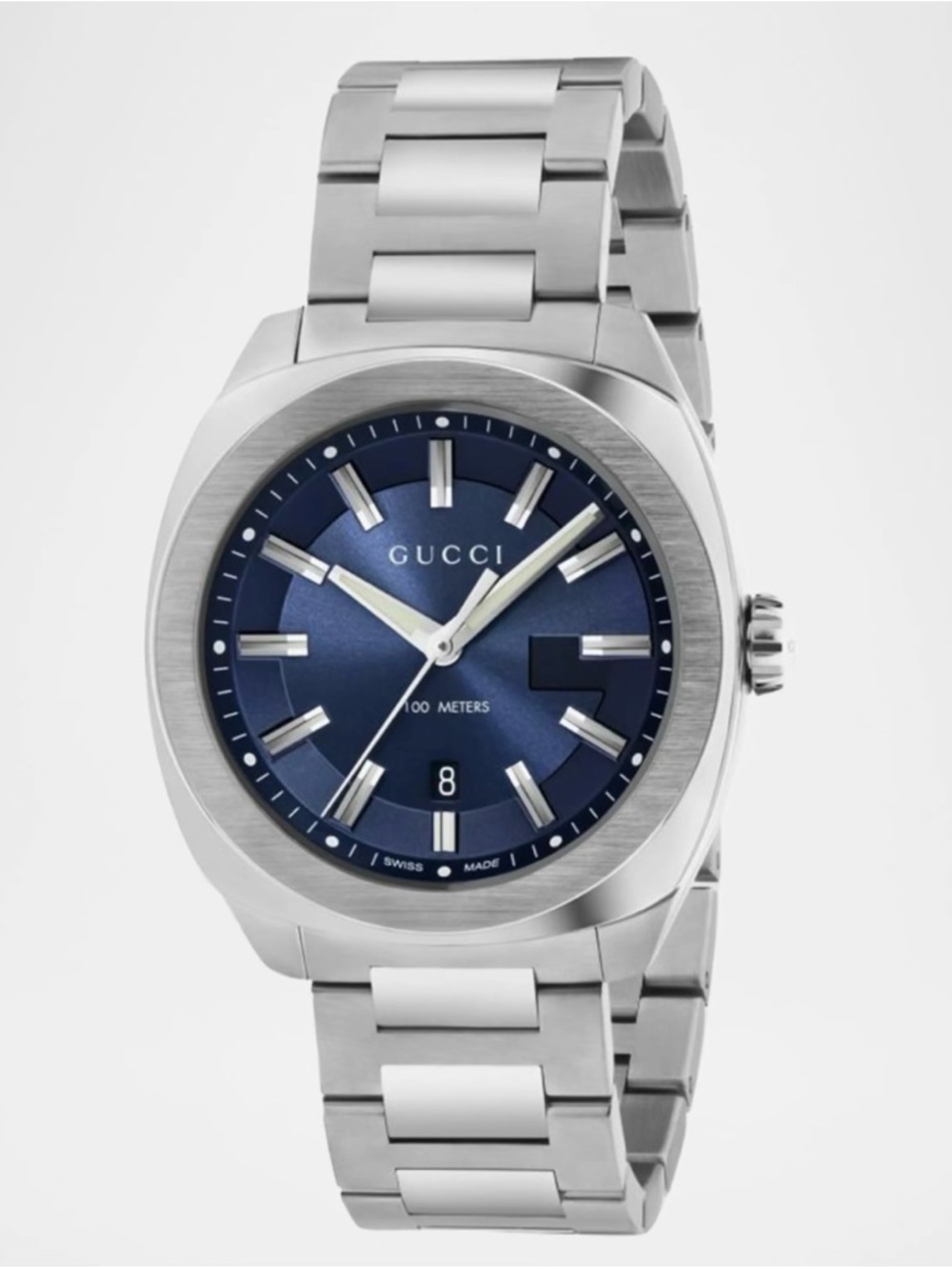 Gucci GG2570 41mm stainless steel bracelet watch with dark blue dial
